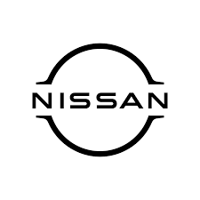 Black and white Nissan logo featuring the word NISSAN in bold letters centered within a circular emblem.