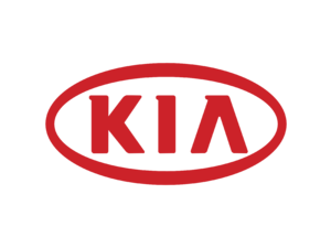 Red KIA logo with stylized uppercase letters “KIA” inside a red oval, set against a light gray background.