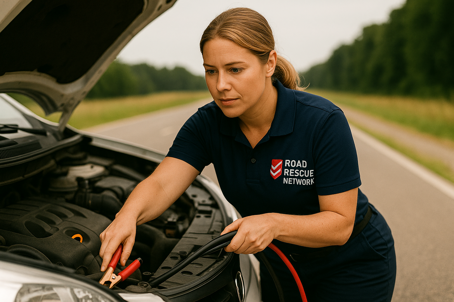 Rescuer providing a jumpstart service