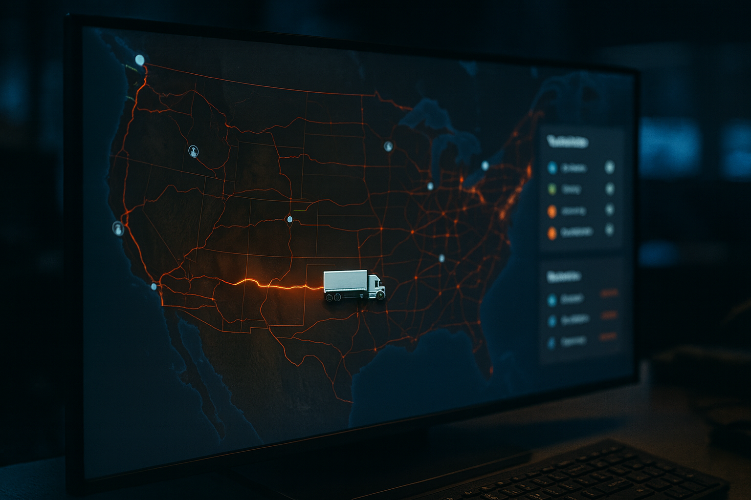 Truck route map with data visualization