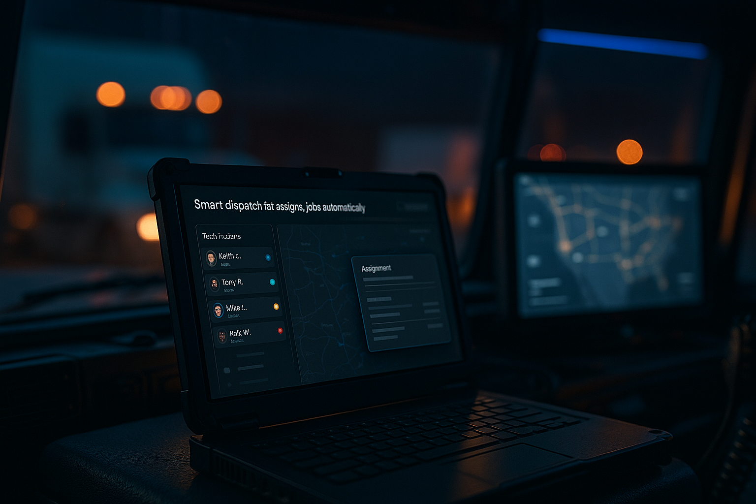 Laptop displaying smart dispatch system